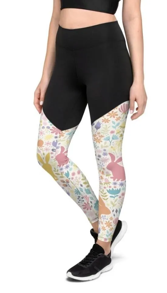 Pastel Easter Garden Compression Leggings