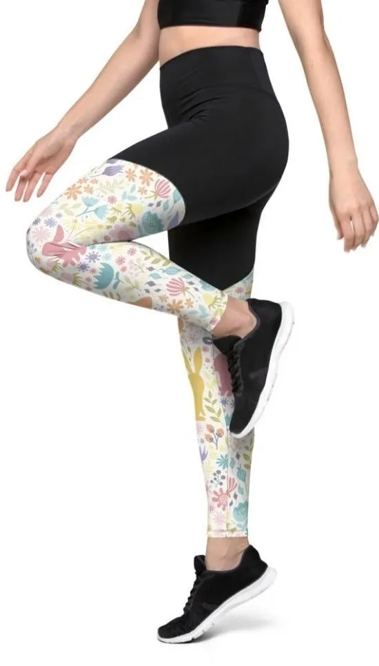 Pastel Easter Garden Compression Leggings