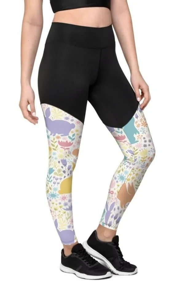 Pastel Easter Garden Compression Leggings