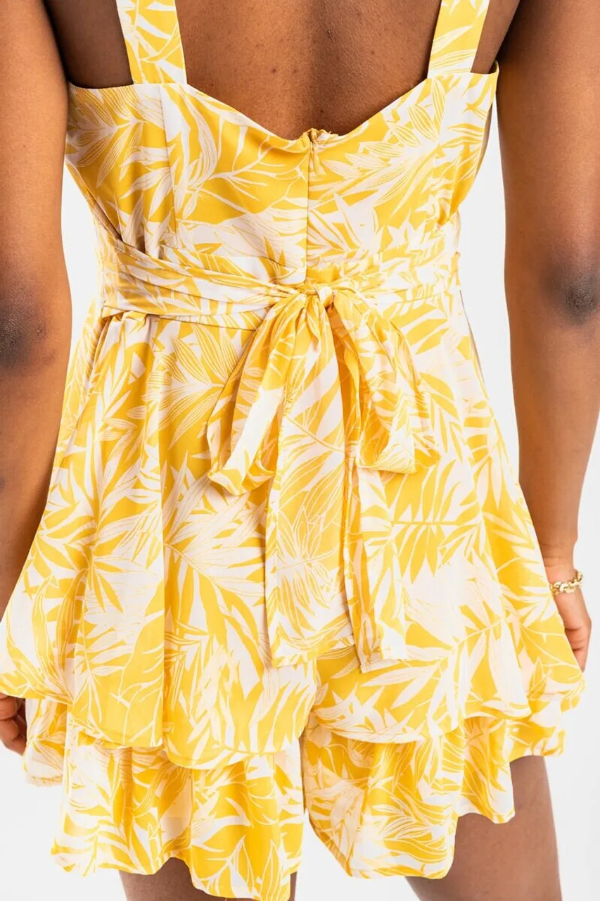 Penny Floral Ruffle Palm Tier Romper