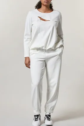 Persona (by Marina Rinaldi) OBLIOSO STRIPED MILANO RIB KNIT FLUID JERSEY TROUSERS