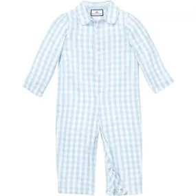 Petite Plume Light Blue Gingham Romper