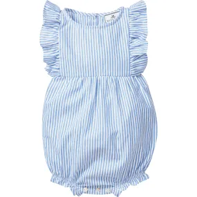 Petite Plume Ruffled Romper, French Blue Seersucker