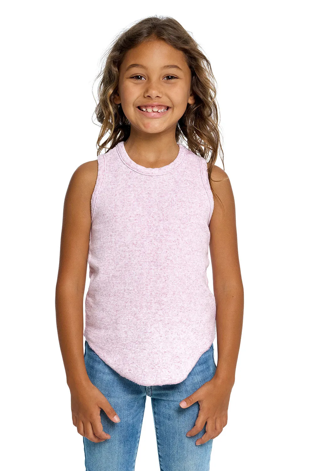 Pink Linen Rib Racer Tank