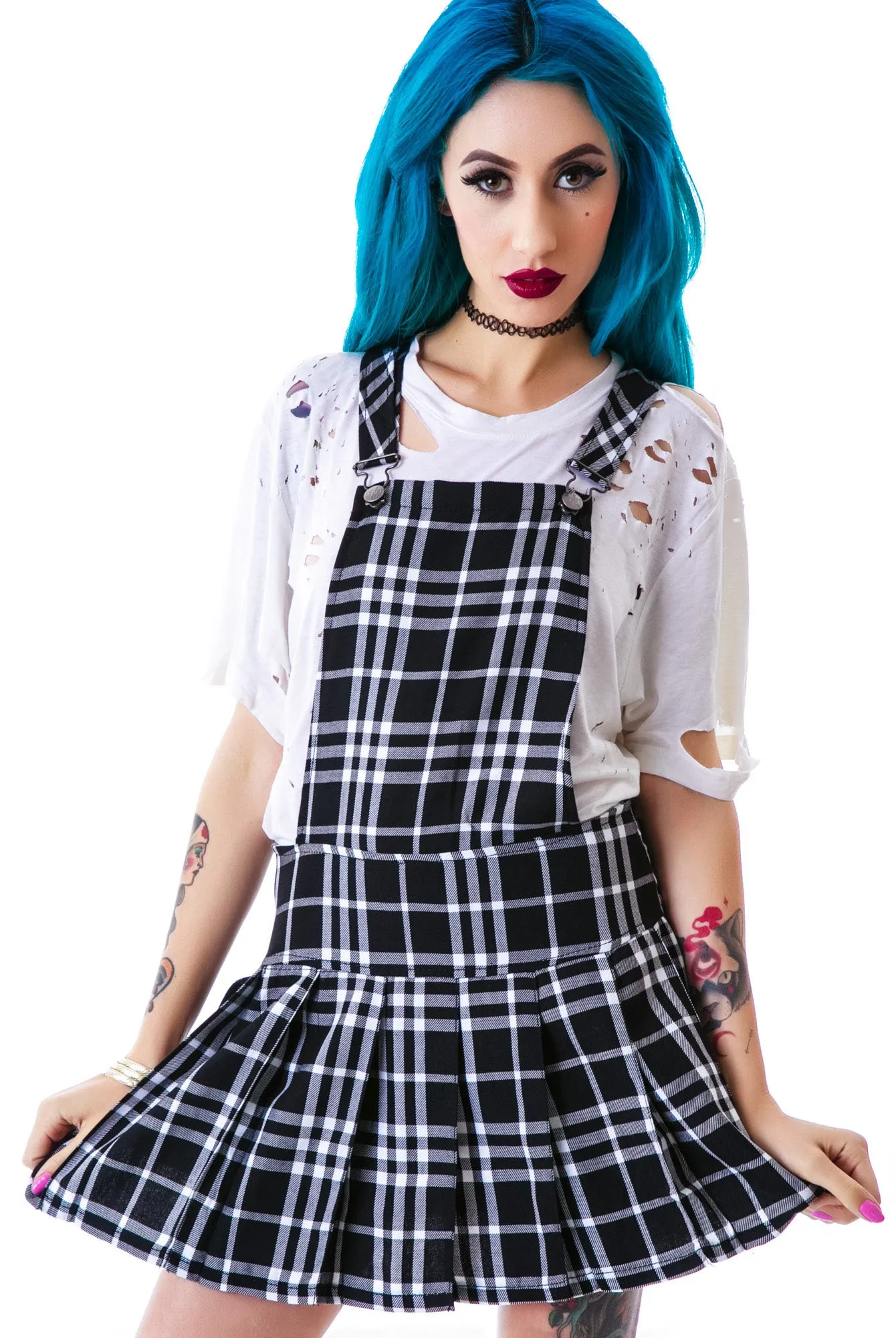 Plaid Jumper Dress-