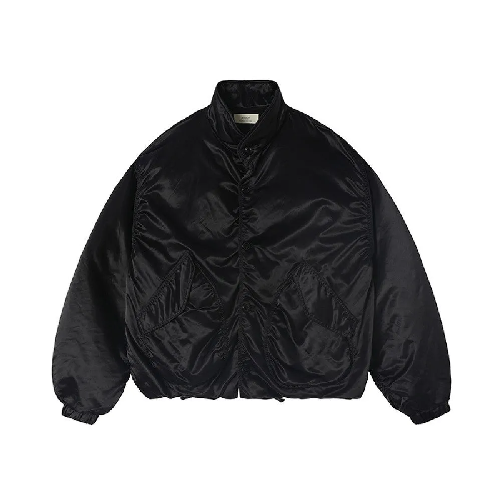 Pleated Stand Collar Vintage Nylon Jacket