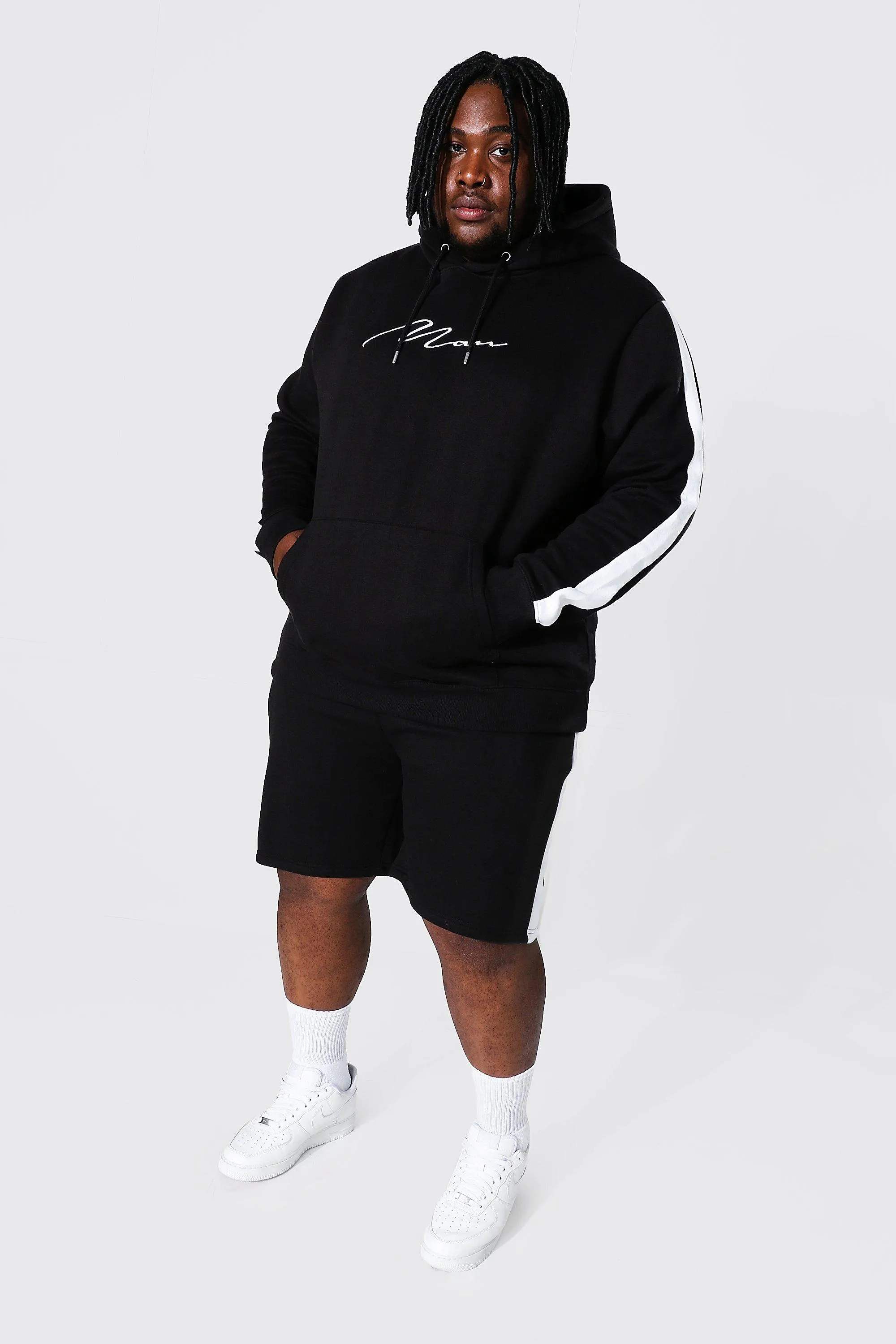 Plus Man Script Side Panel Short Tracksuit