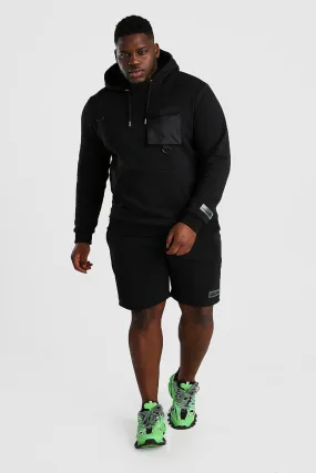 Plus Size Hooded Utility Short Tracksuit | boohooMAN UK