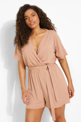 Plus Soft Rib Wrap Flippy Romper