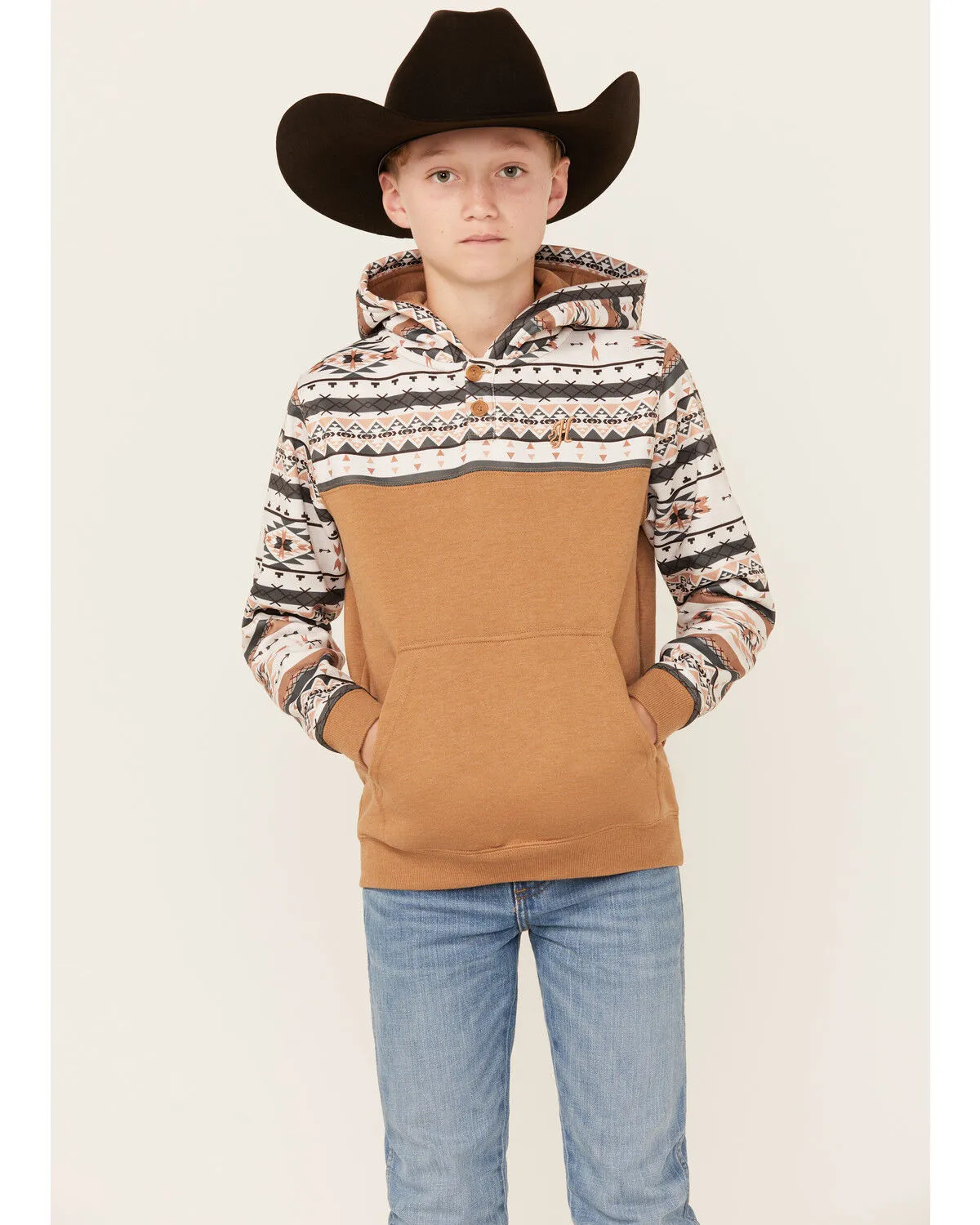 Product Name:  Hooey Boys' Southwestern Print Hooded Pullover