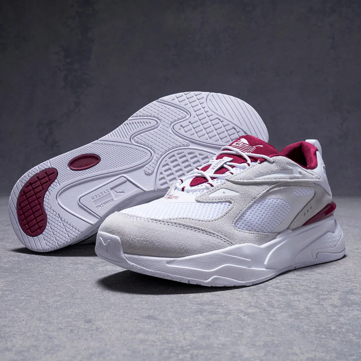 PUMA x TMC RS-FAST (Status Symbol) Sneakers - White/Burgundy