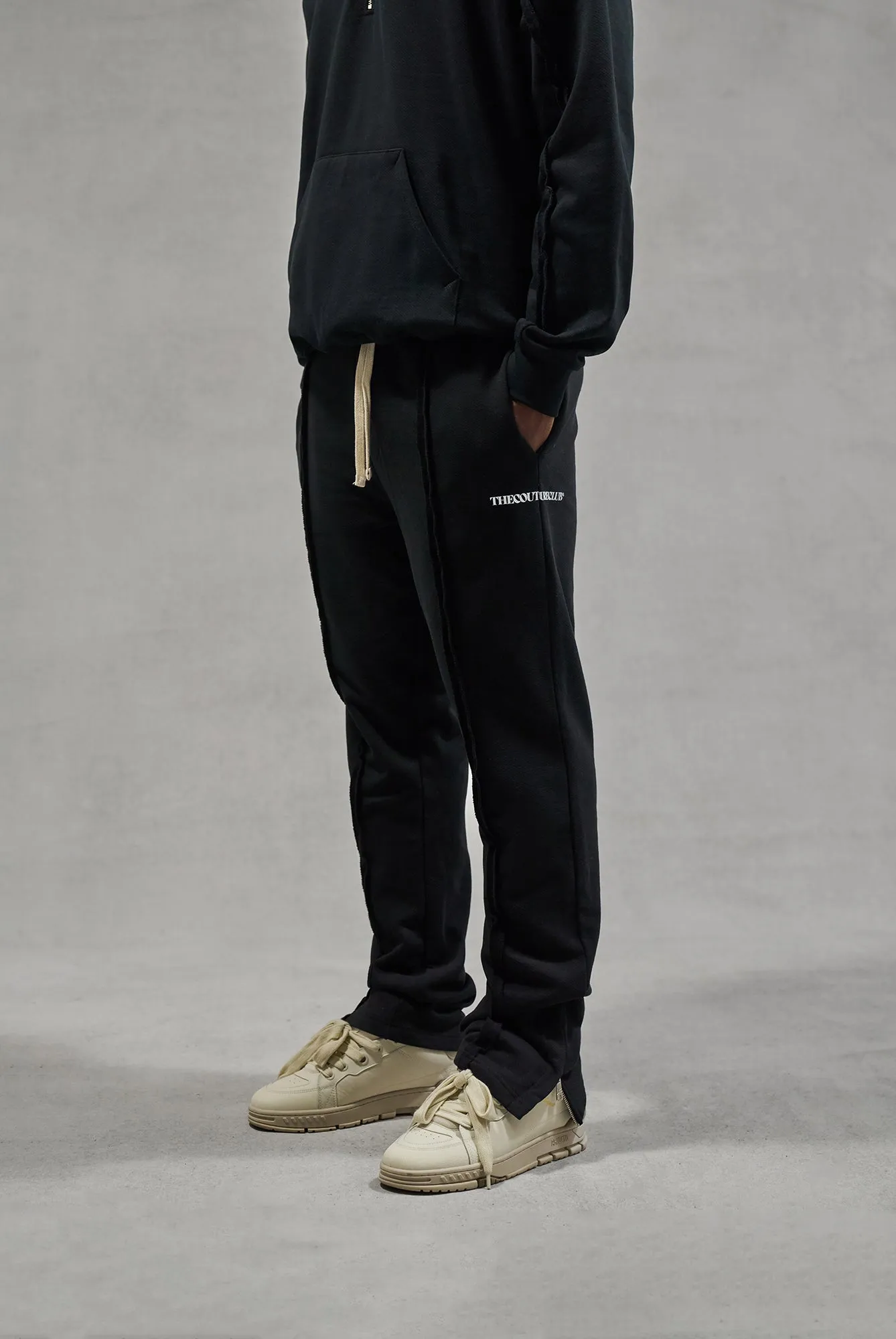 RAW SEAM STRAIGHT LEG JOGGERS - BLACK