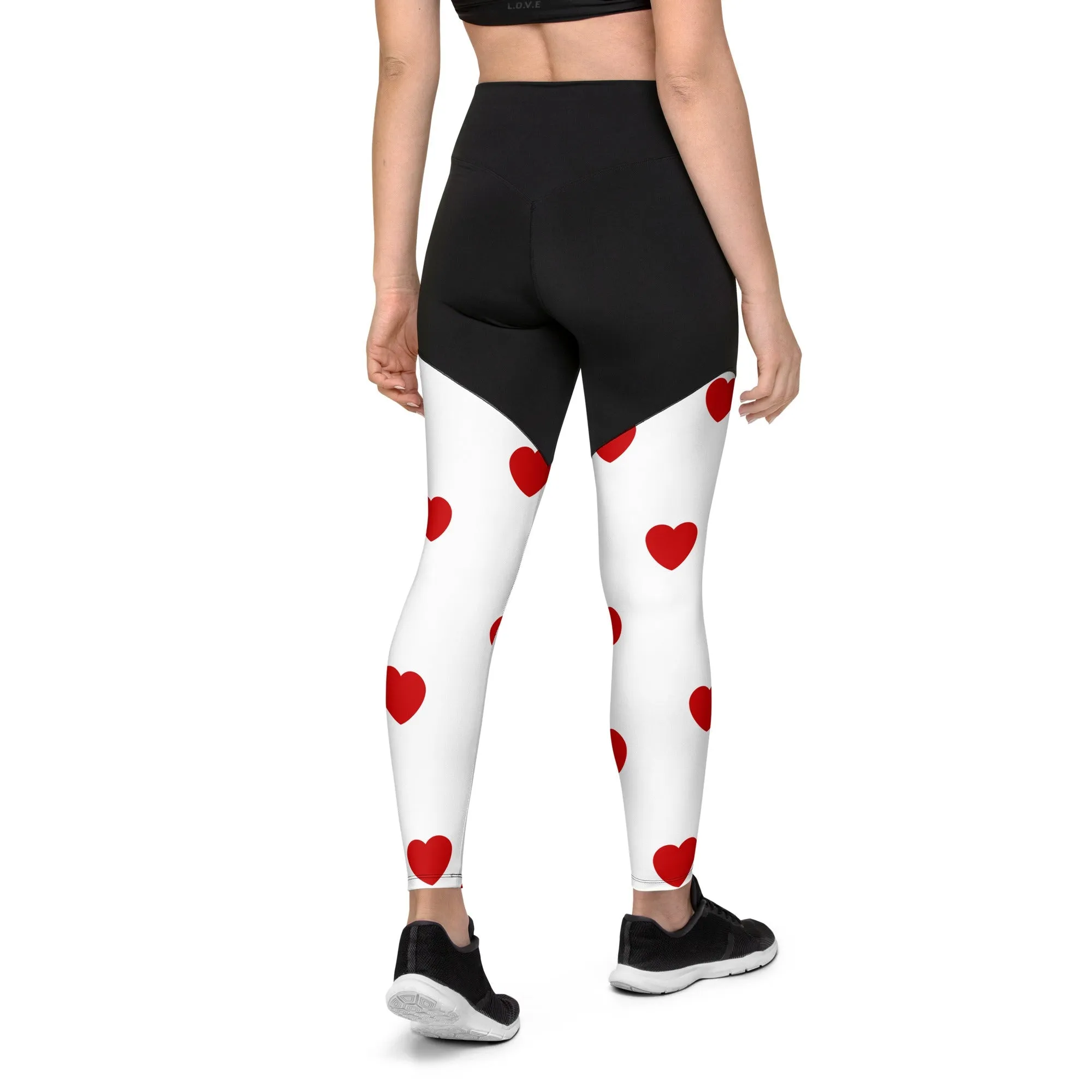 Red Hearts Compression Leggings