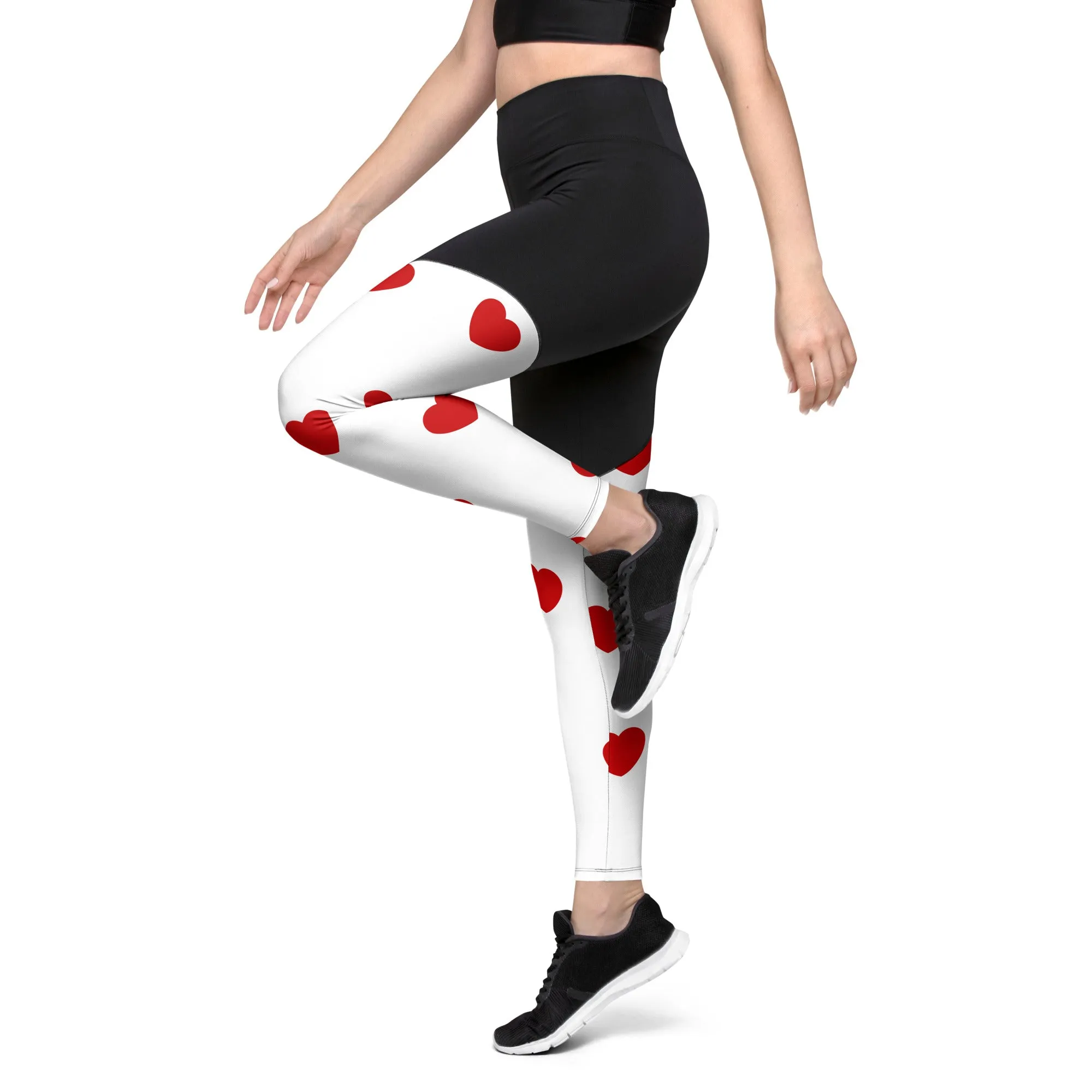 Red Hearts Compression Leggings