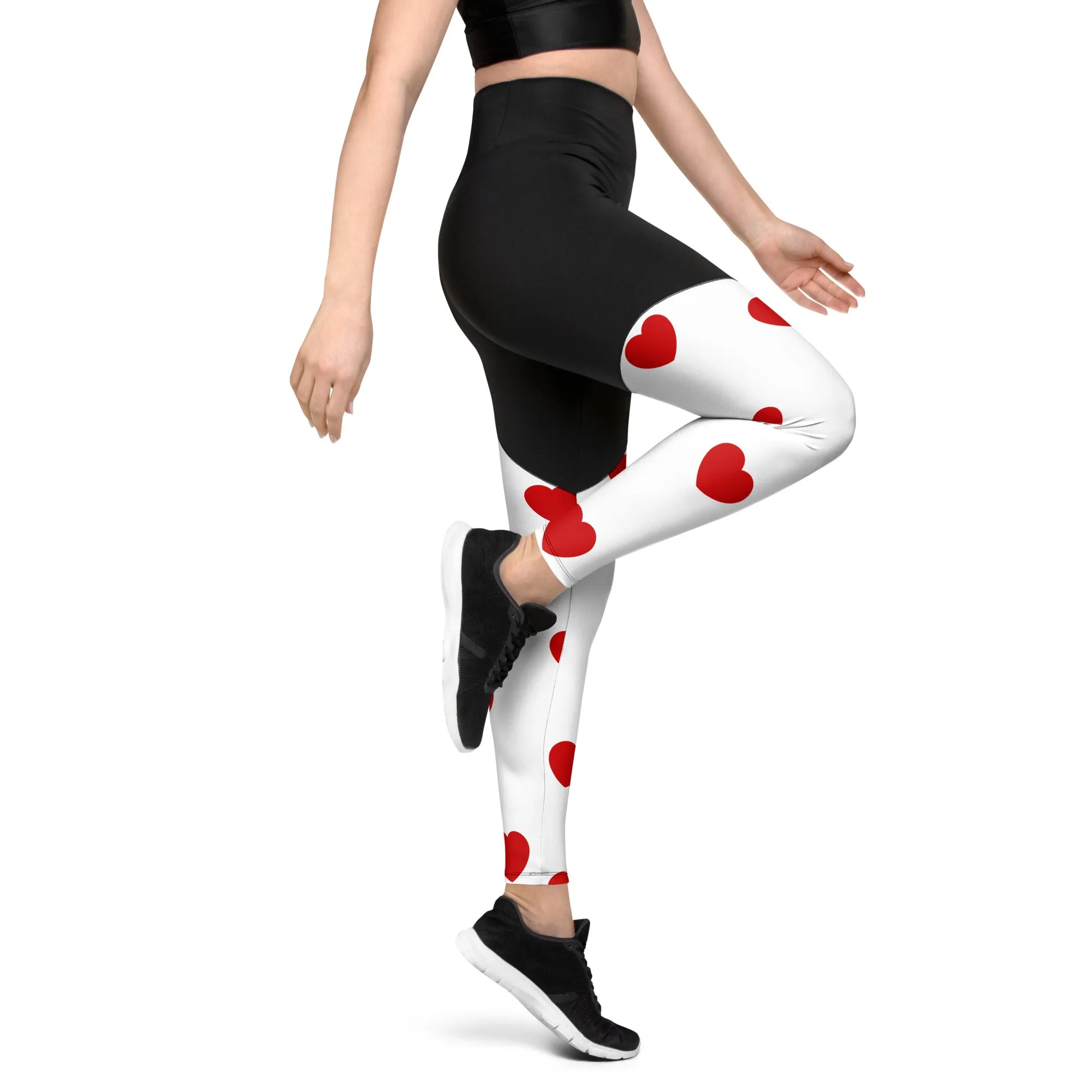 Red Hearts Compression Leggings