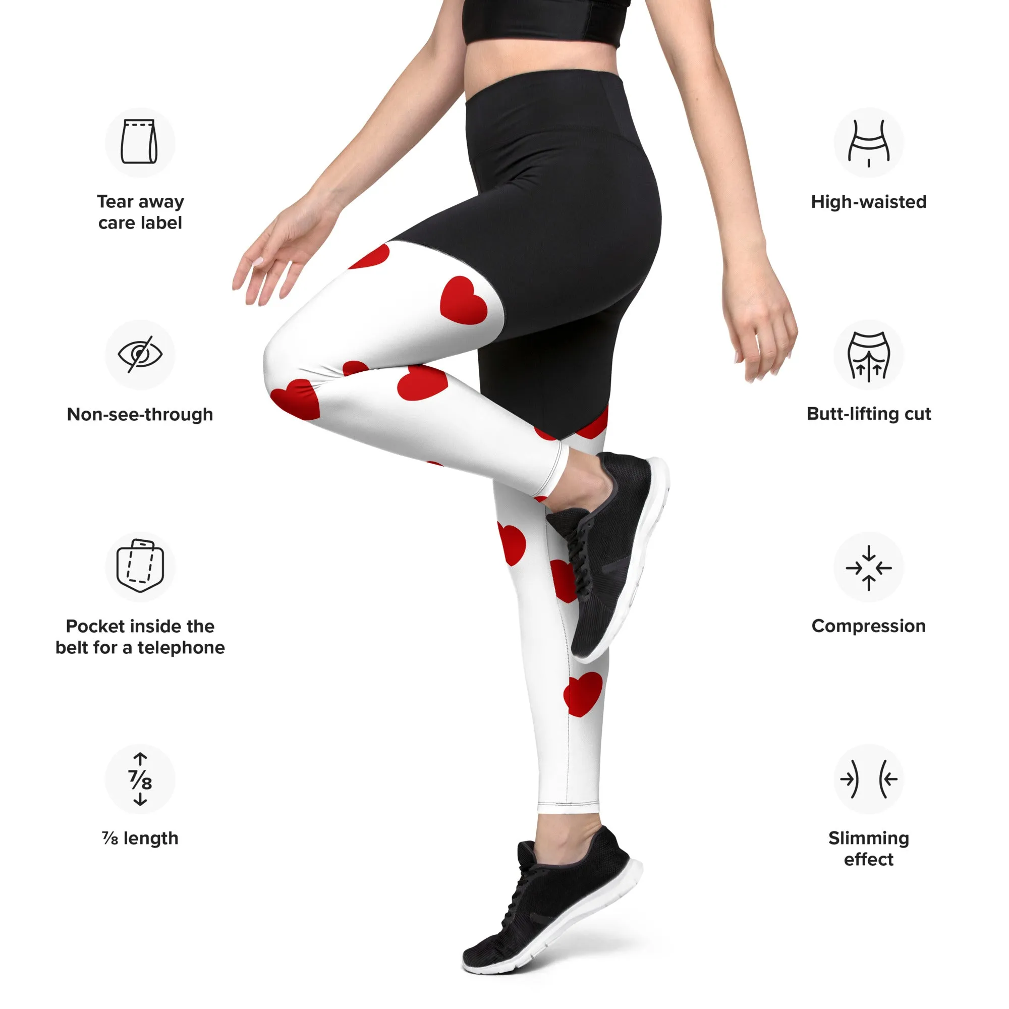 Red Hearts Compression Leggings