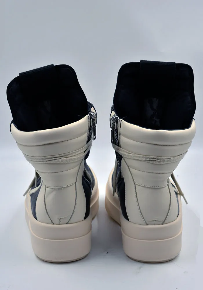 RICK OWENS MEN RR02C7868 MEGA BUMPER GEOBASKET SNEAKERS BLACK/MILK