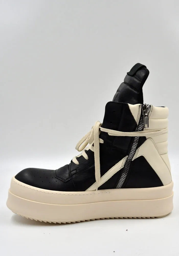 RICK OWENS MEN RR02C7868 MEGA BUMPER GEOBASKET SNEAKERS BLACK/MILK