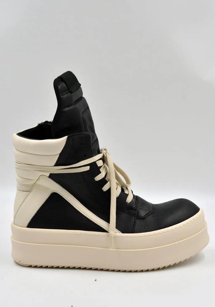 RICK OWENS MEN RR02C7868 MEGA BUMPER GEOBASKET SNEAKERS BLACK/MILK