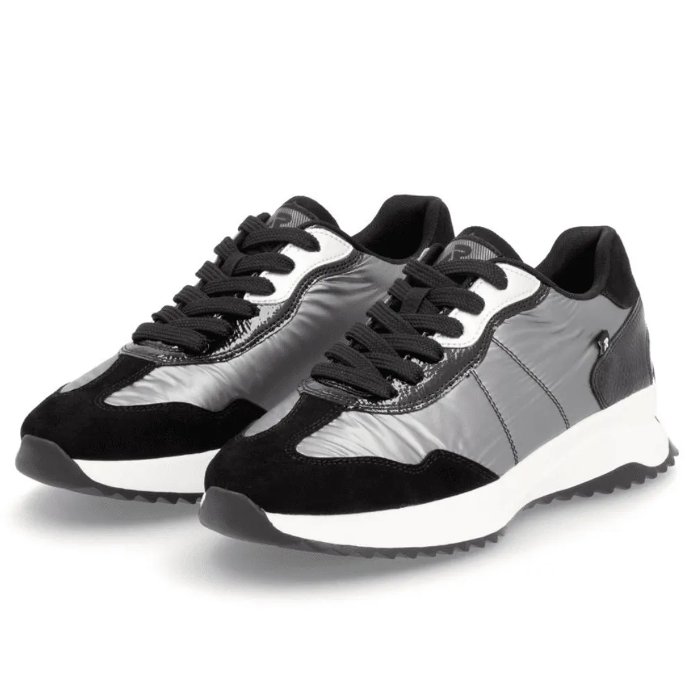 Rieker W1306 Black Pewter Nylon Sporty Trainers