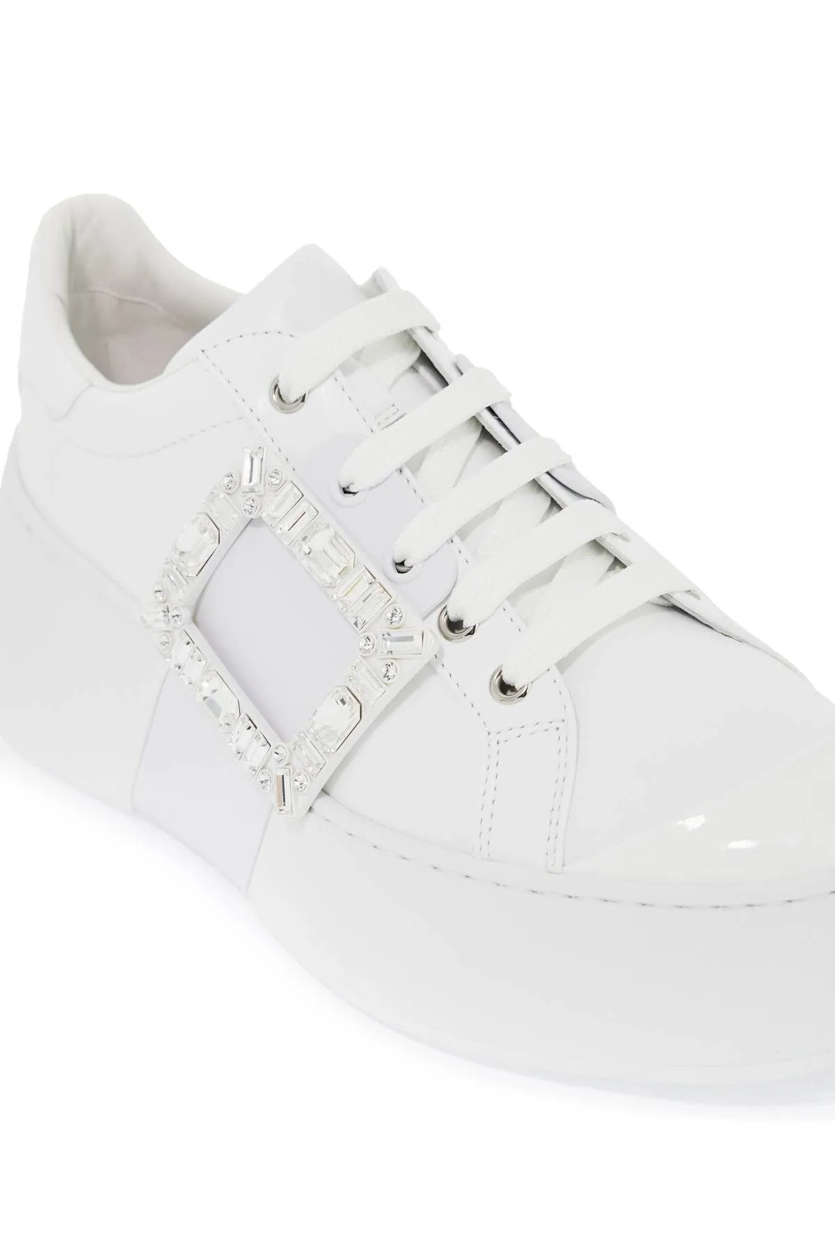 Roger Vivier    Roger Vivier Leather Viv' Skate Sneakers