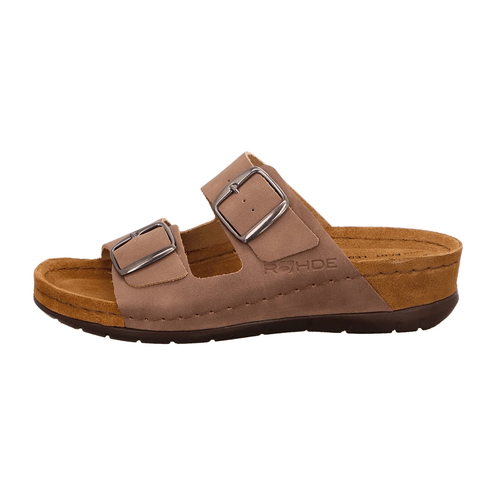 Rohde Comfortable Beige Leather Slip-On Sandals for Women