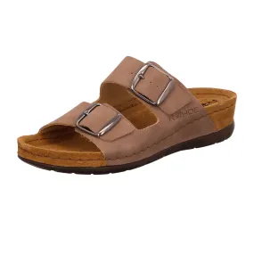 Rohde Comfortable Beige Leather Slip-On Sandals for Women