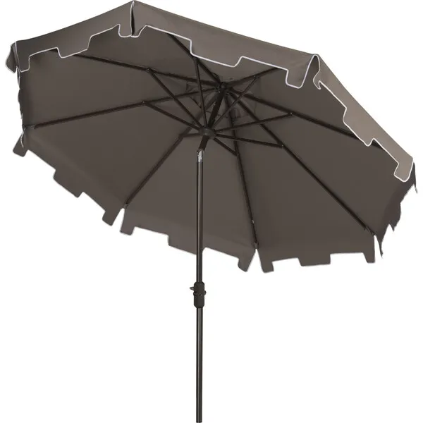 Safavieh UV-Resistant Zimmerman 9' Crank Push-Button Tilt Umbrella, Grey