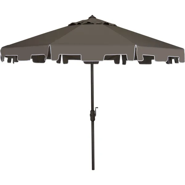 Safavieh UV-Resistant Zimmerman 9' Crank Push-Button Tilt Umbrella, Grey