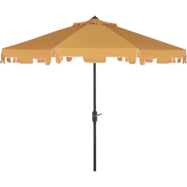 Safavieh UV-Resistant Zimmerman 9' Crank Push-Button Tilt Umbrella, Yellow