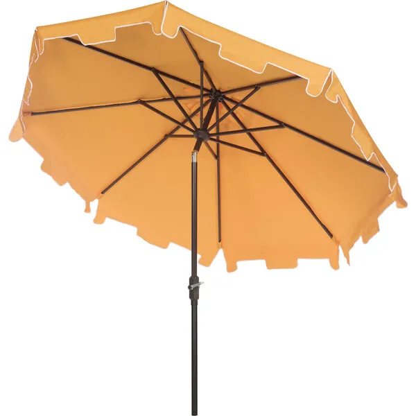 Safavieh UV-Resistant Zimmerman 9' Crank Push-Button Tilt Umbrella, Yellow