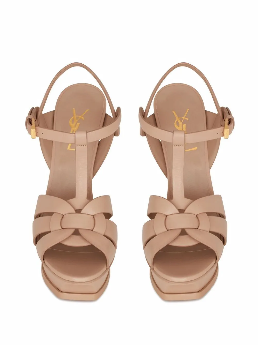 SAINT LAURENT Beige Tribute Platform Sandals for Women - SS23