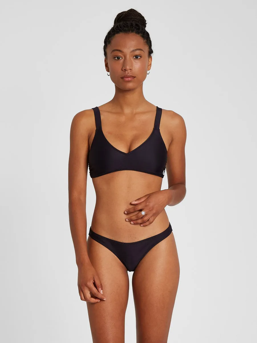 Simply Solid Vneck Bikini Top - BLACK