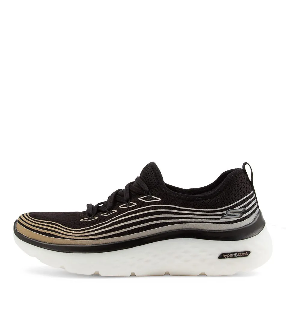 SKECHERS Go Walk Hyper Burst Black Rose Gold Sneakers