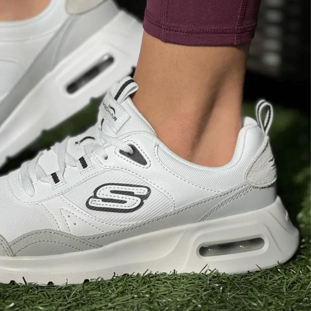 Skechers Skech Air Court White Black Trainers