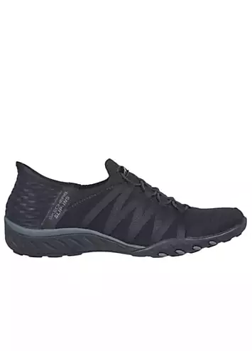 Skechers Slip Ins Breathe Easy Roll Black Trainers | Kaleidoscope