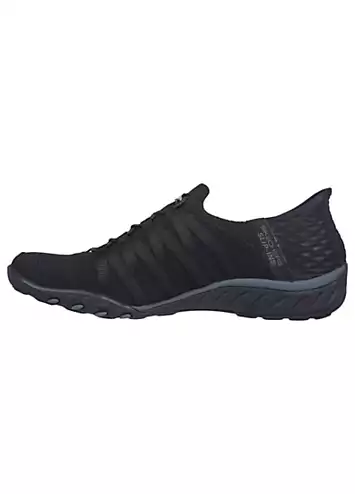 Skechers Slip Ins Breathe Easy Roll Black Trainers | Kaleidoscope