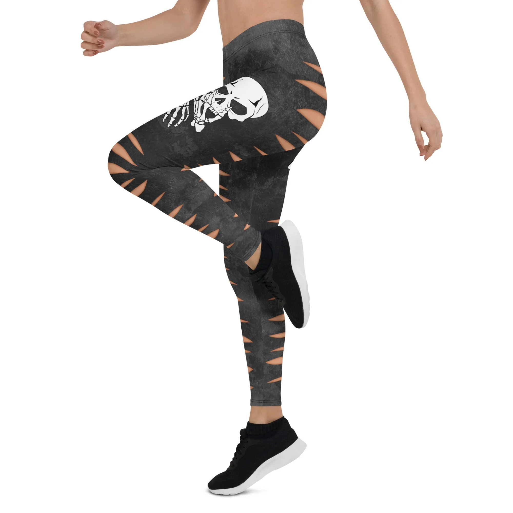 Skeleton 3D Cut Out Effect Leggings