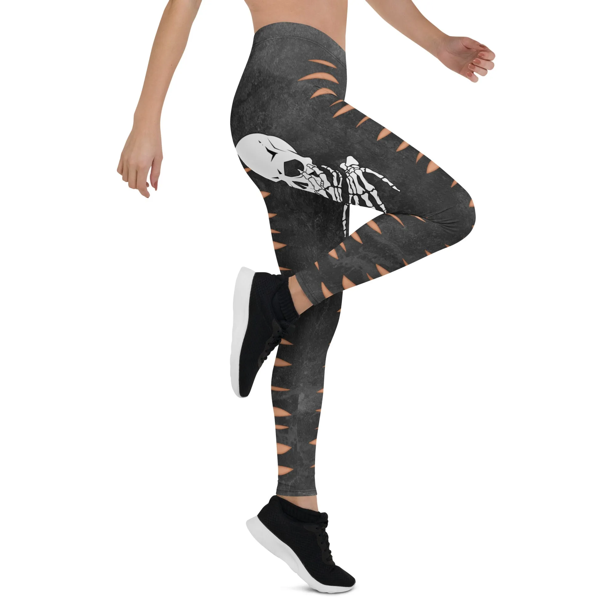 Skeleton 3D Cut Out Effect Leggings