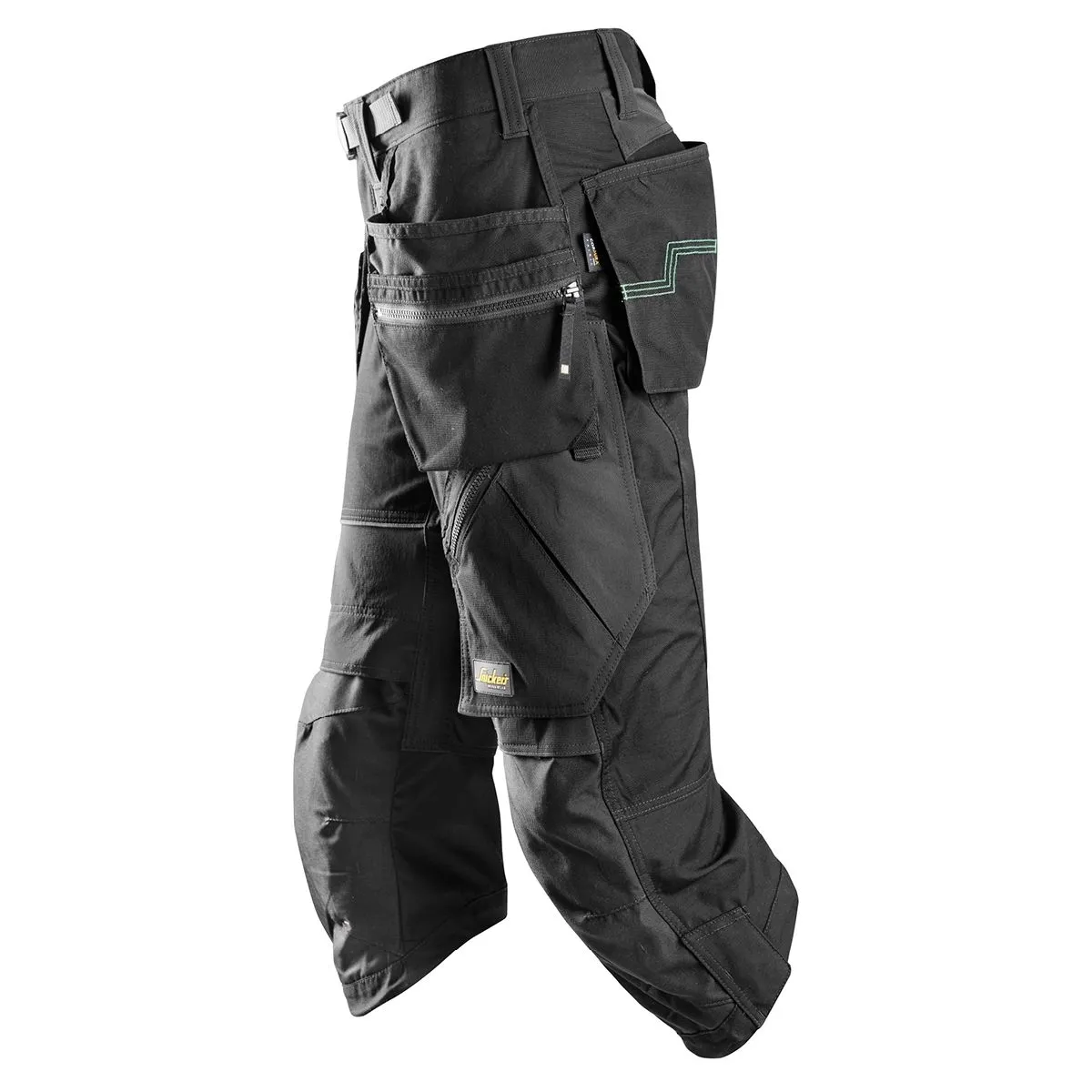 Snickers 6905 FlexiWork, Work Pirate Trousers+ with Holster Pockets - Bla