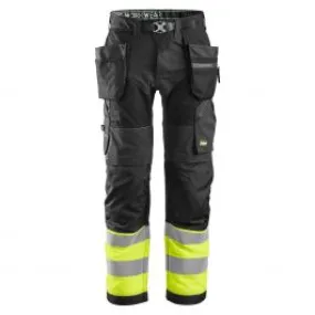 Snickers 6931 FlexiWork, High-Vis Work Trousers+ Holster Pockets, Class 1 