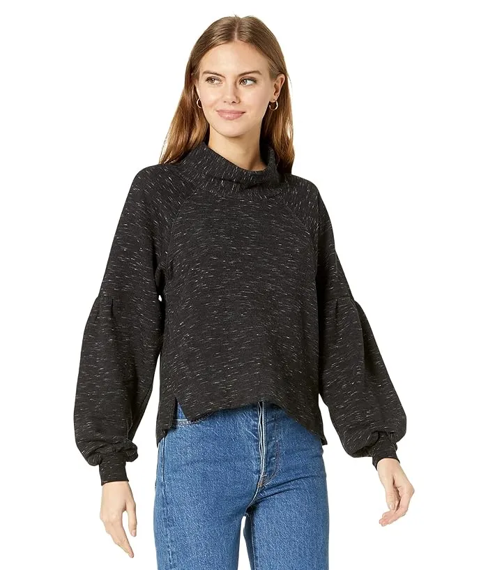 Splendid Space Dye Cowl Neck Pullover Sweatshirt in Eco Fleece