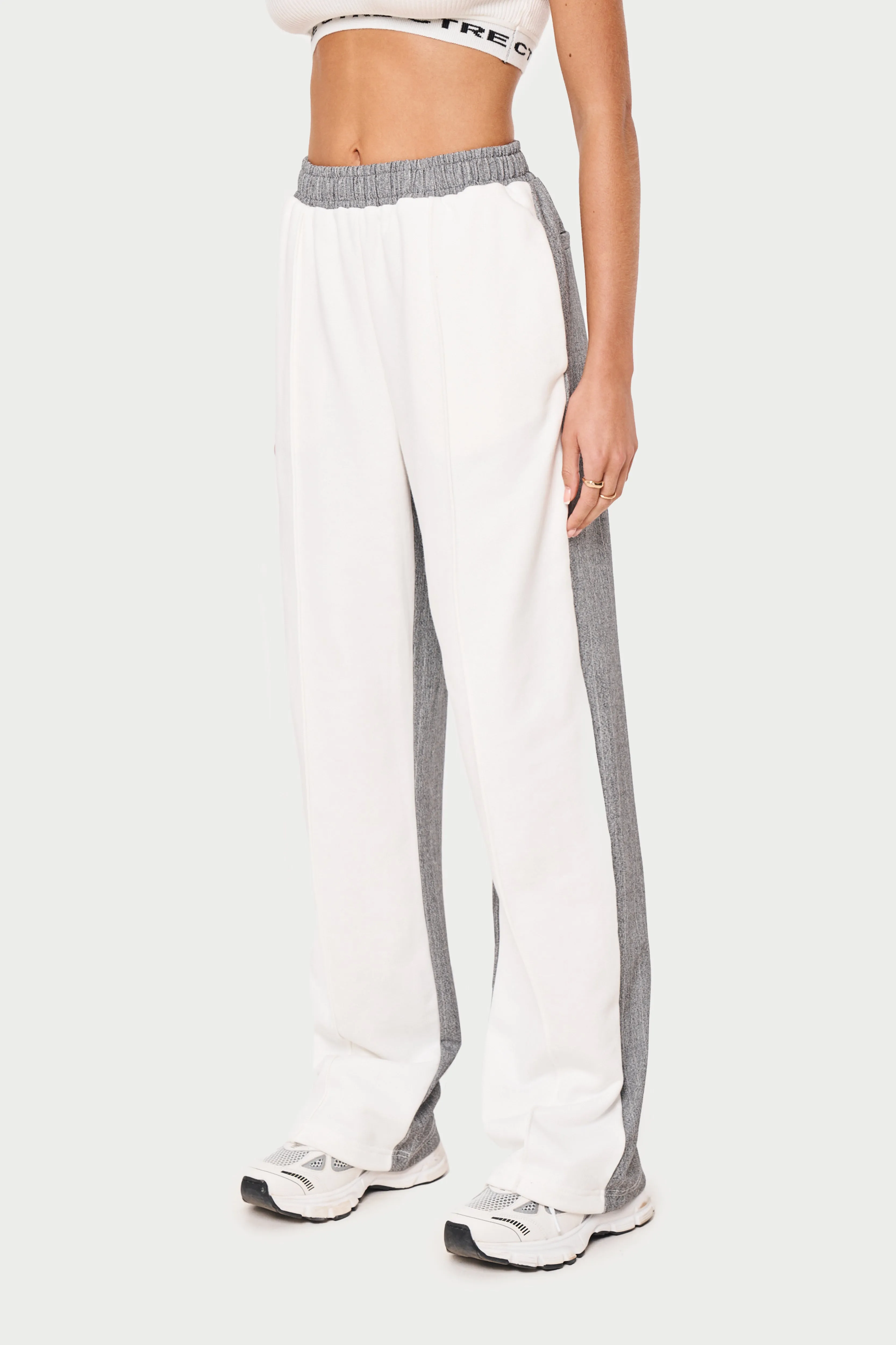 SPLICED PINSTRIPE JOGGERS - WHITE