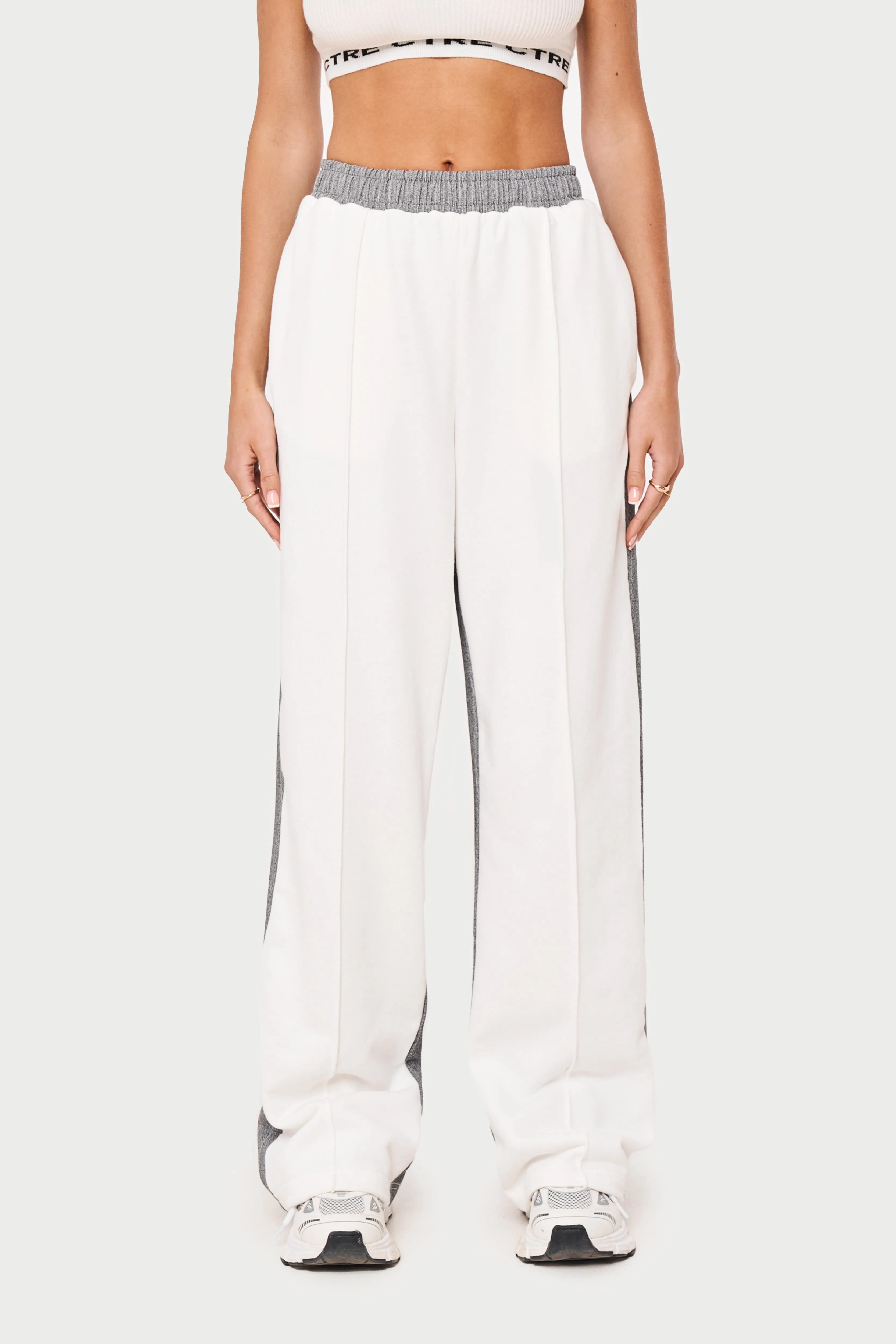 SPLICED PINSTRIPE JOGGERS - WHITE