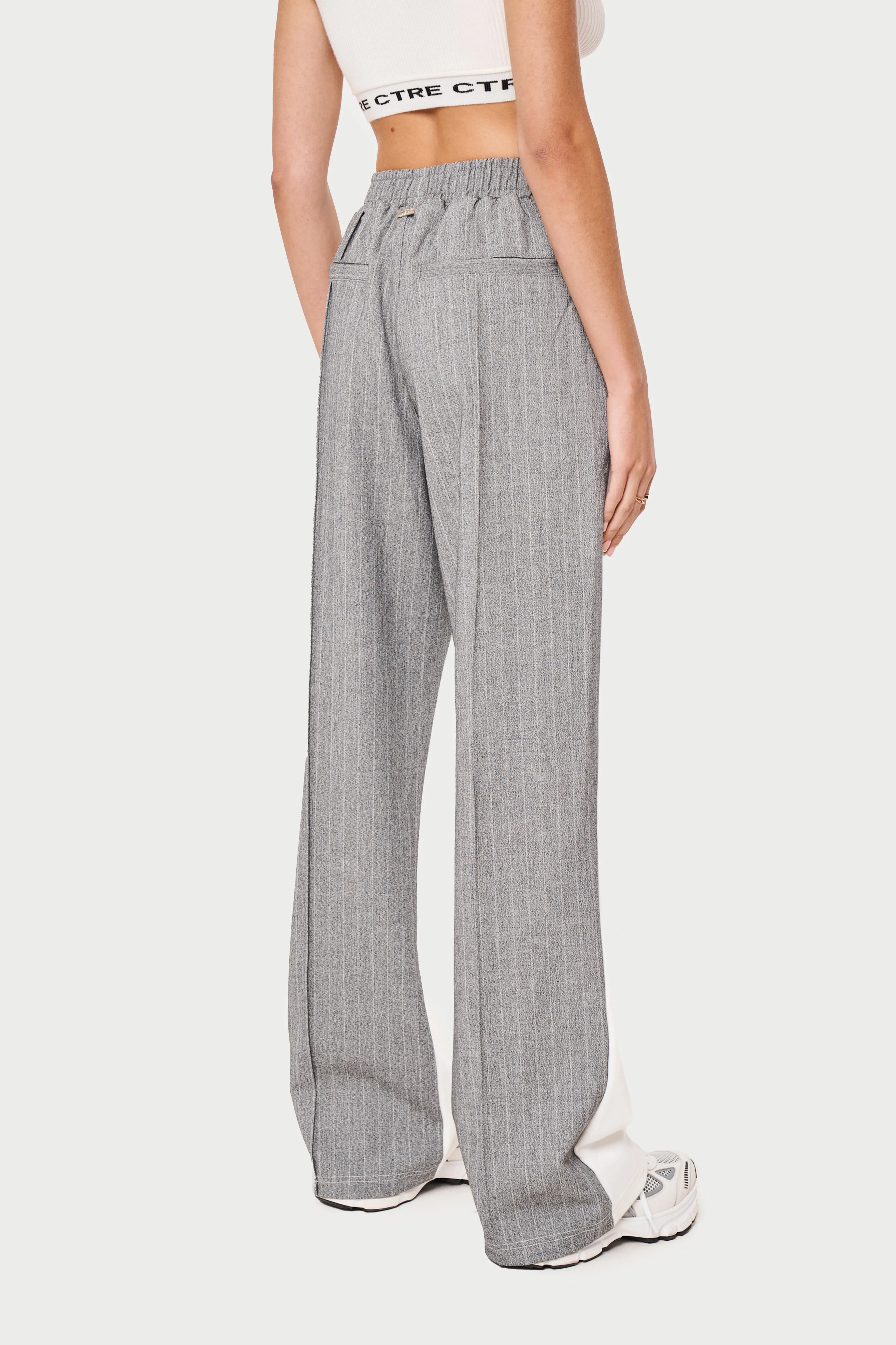 SPLICED PINSTRIPE JOGGERS - WHITE