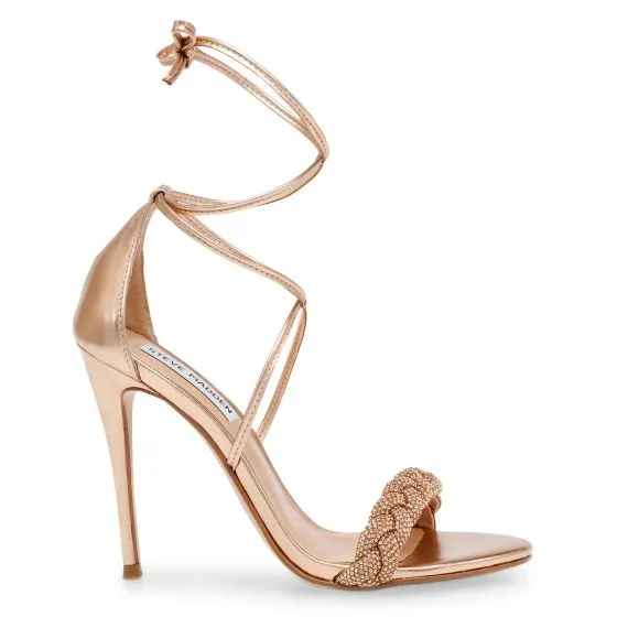 Steve Madden Bejeweled Rose Gold Metallic Fab + Stones Sandals