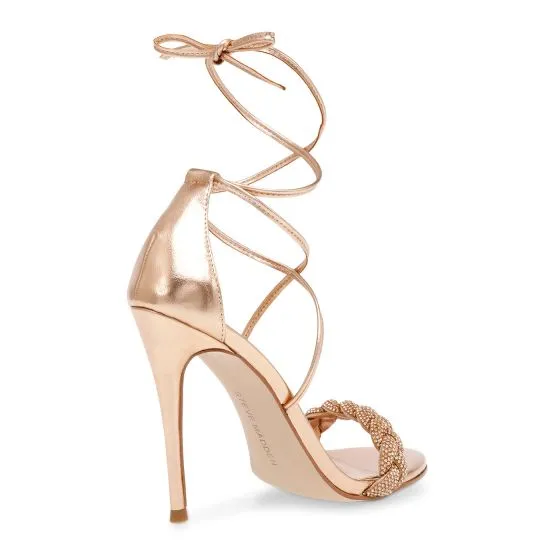 Steve Madden Bejeweled Rose Gold Metallic Fab + Stones Sandals