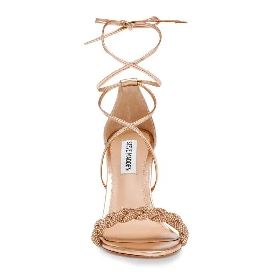 Steve Madden Bejeweled Rose Gold Metallic Fab + Stones Sandals