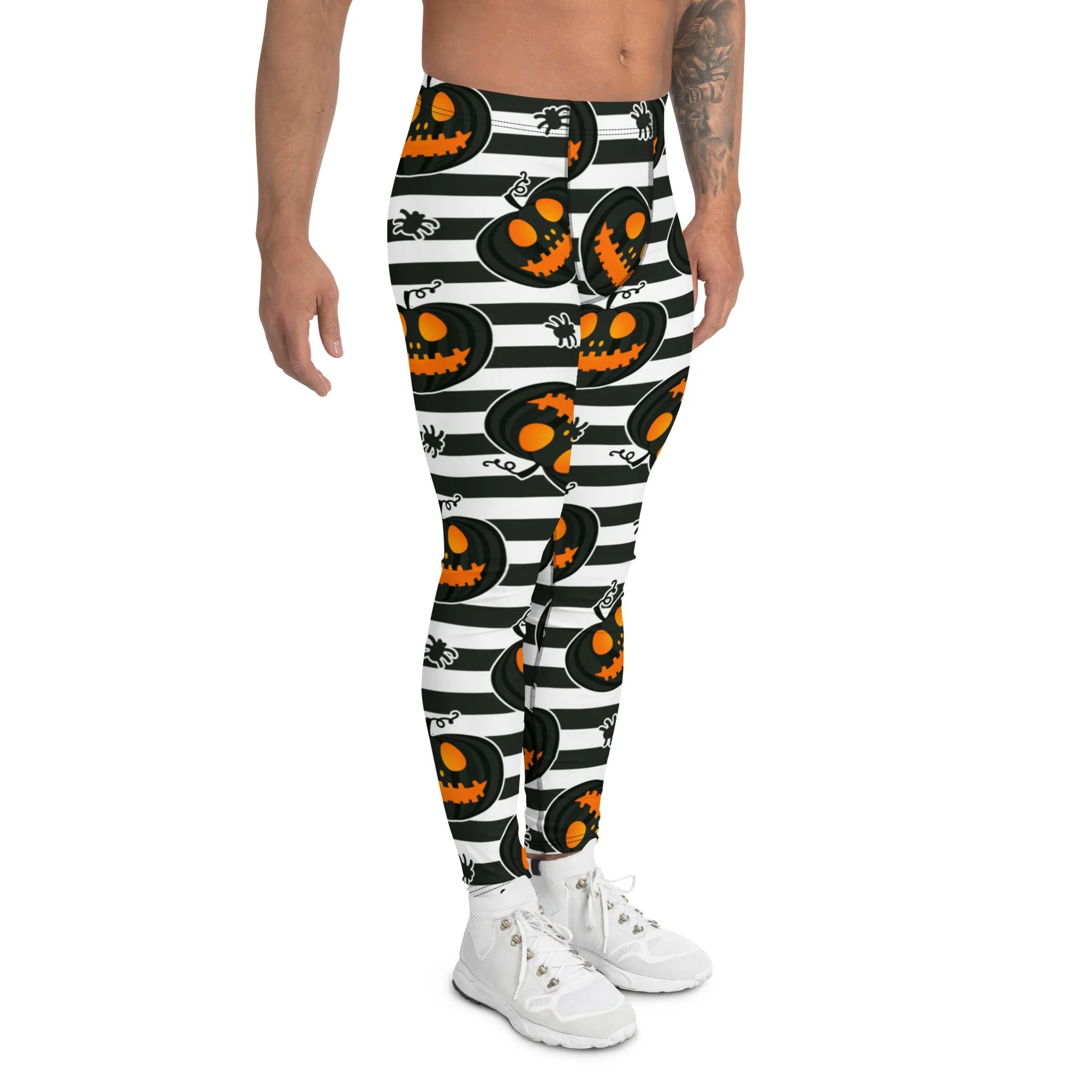 Striped Jack O'lanterns Men's Leggings