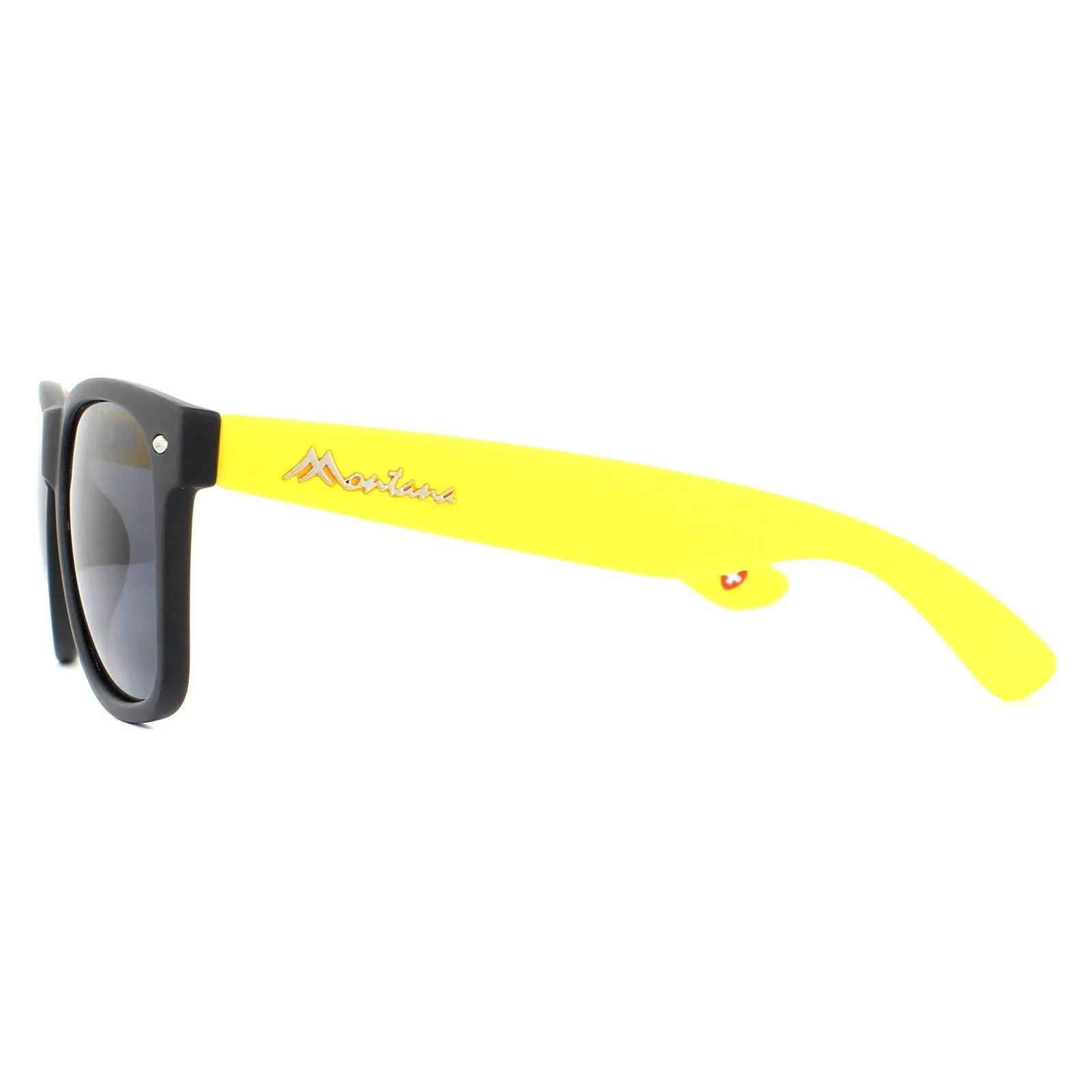 Sunglasses | Rectangle Black with Yellow Rubbertouch Black Polarized Sunglasses | montana